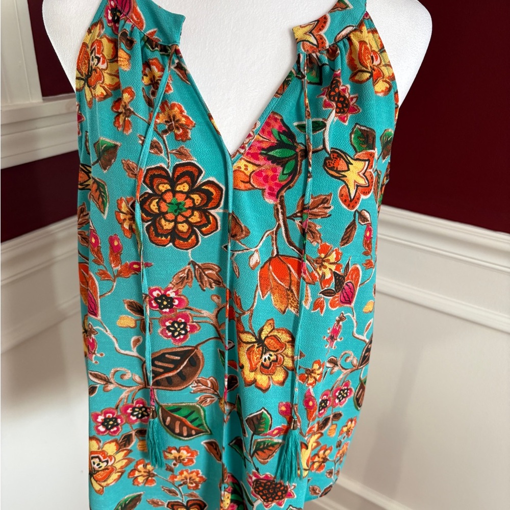 Rose & Olive Teal Floral Blouse